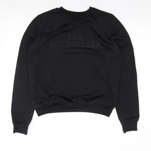Les Bourdelles Des Carcons Womens Black Crew Neck  Polyester Pullover Jumper Size S