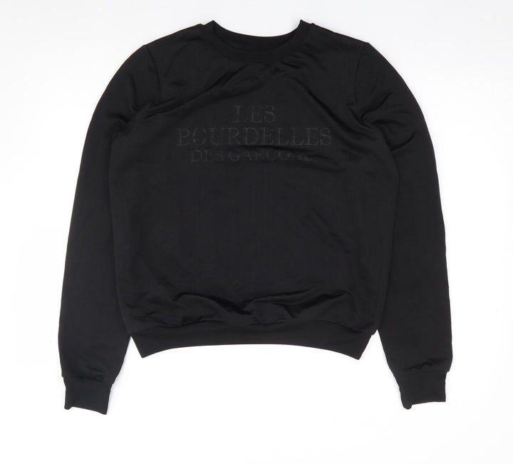 Les Bourdelles Des Carcons Womens Black Crew Neck Polyester Pullover Jumper Size S