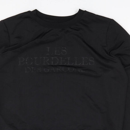 Les Bourdelles Des Carcons Womens Black Crew Neck  Polyester Pullover Jumper Size S
