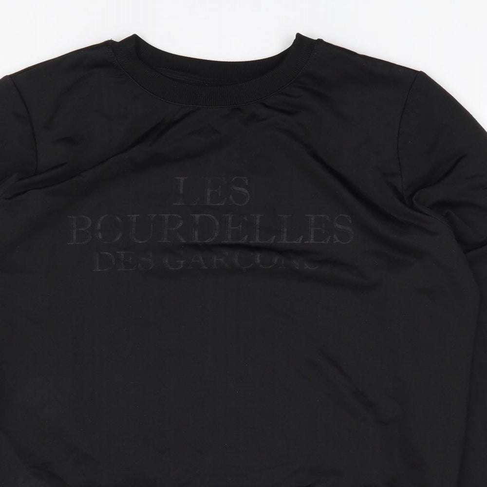Les Bourdelles Des Carcons Womens Black Crew Neck  Polyester Pullover Jumper Size S