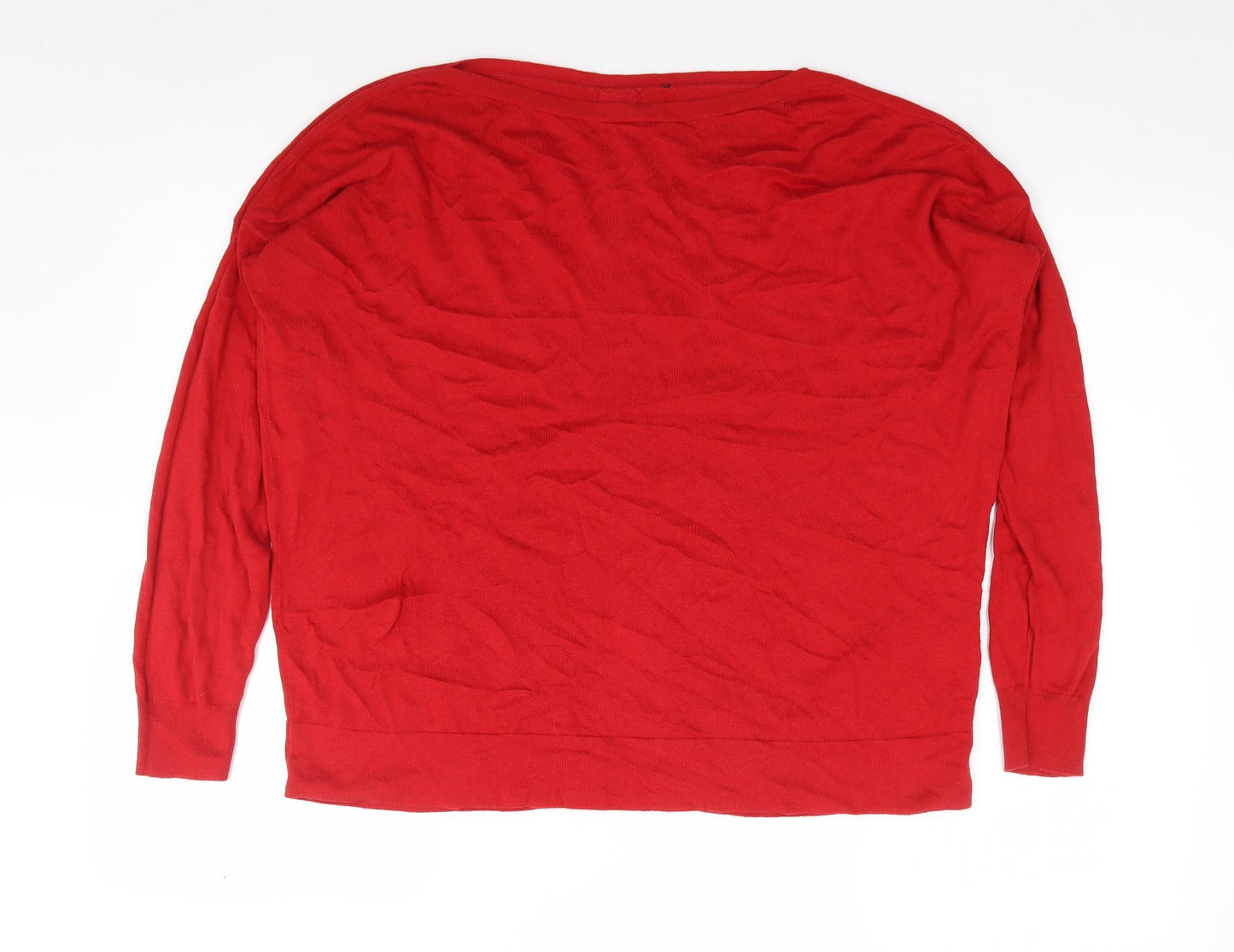 Preworn Womens Red Boat Neck  Cotton Pullover Jumper Size M