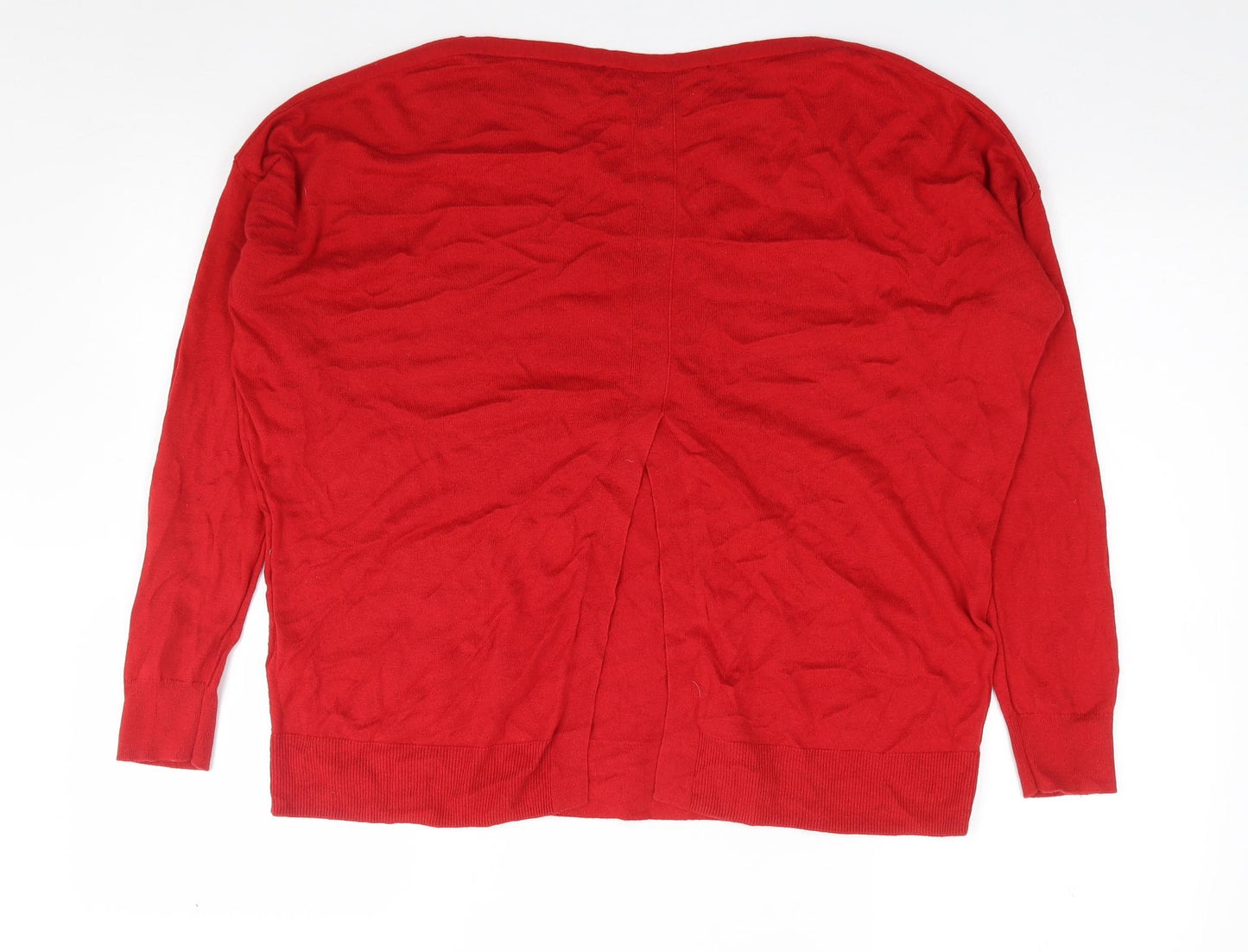 Preworn Womens Red Boat Neck  Cotton Pullover Jumper Size M