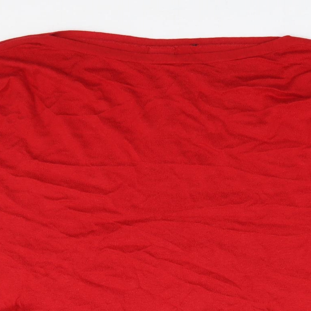 Preworn Womens Red Boat Neck  Cotton Pullover Jumper Size M