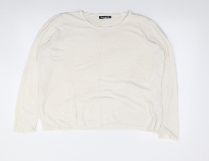 Bonmarché Womens Ivory Round Neck  Acrylic Pullover Jumper Size L