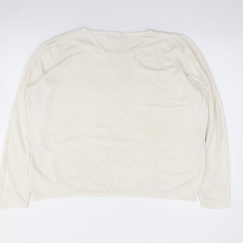 Bonmarché Womens Ivory Round Neck  Acrylic Pullover Jumper Size L