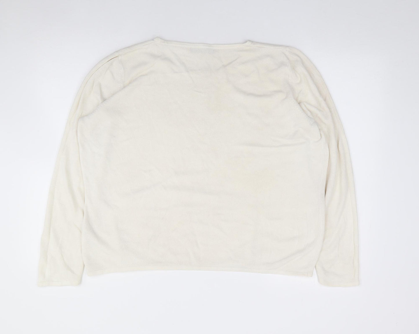 Bonmarché Womens Ivory Round Neck  Acrylic Pullover Jumper Size L