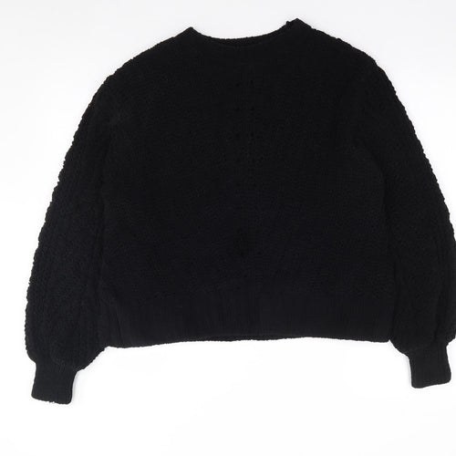 H&M Womens Black Round Neck  Polyester Pullover Jumper Size S