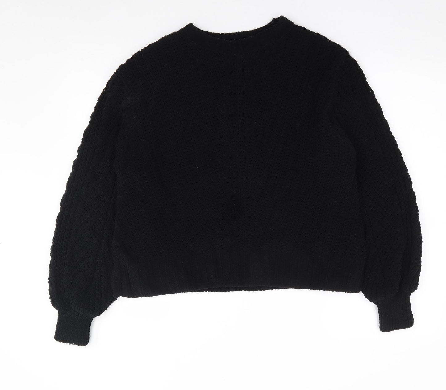 H&M Womens Black Round Neck  Polyester Pullover Jumper Size S