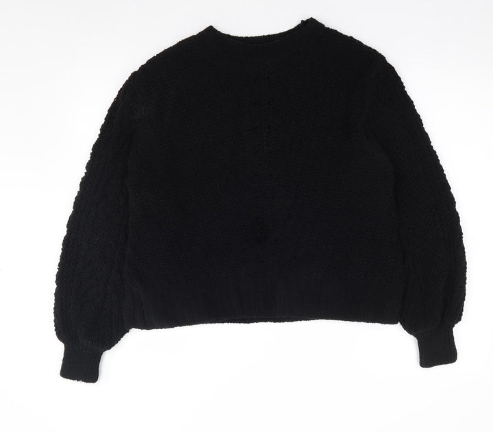 H&M Womens Black Round Neck  Polyester Pullover Jumper Size S