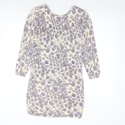 River Island Womens Multicoloured Animal Print Cotton Bodycon  Size 8  Scoop Neck Pullover