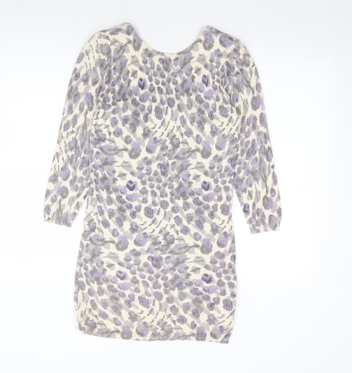 River Island Womens Multicoloured Animal Print Cotton Bodycon  Size 8  Scoop Neck Pullover