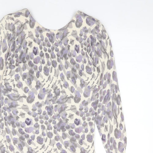 River Island Womens Multicoloured Animal Print Cotton Bodycon  Size 8  Scoop Neck Pullover