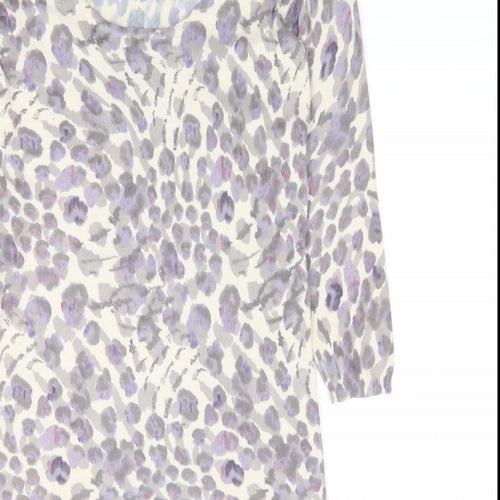 River Island Womens Multicoloured Animal Print Cotton Bodycon  Size 8  Scoop Neck Pullover