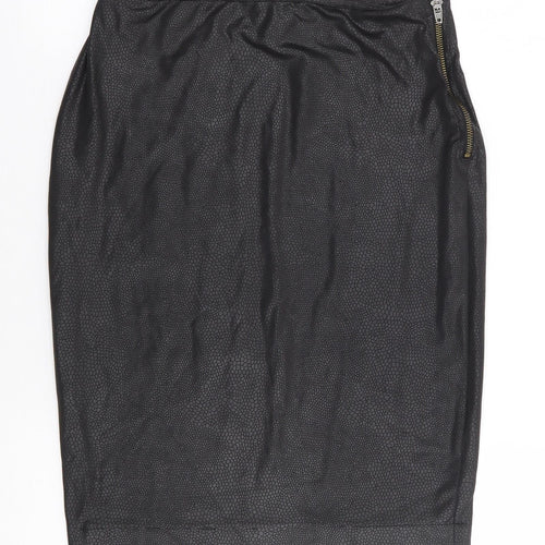 Pied A Terre Womens Black Animal Print Polyester Straight & Pencil Skirt Size 8   Zip