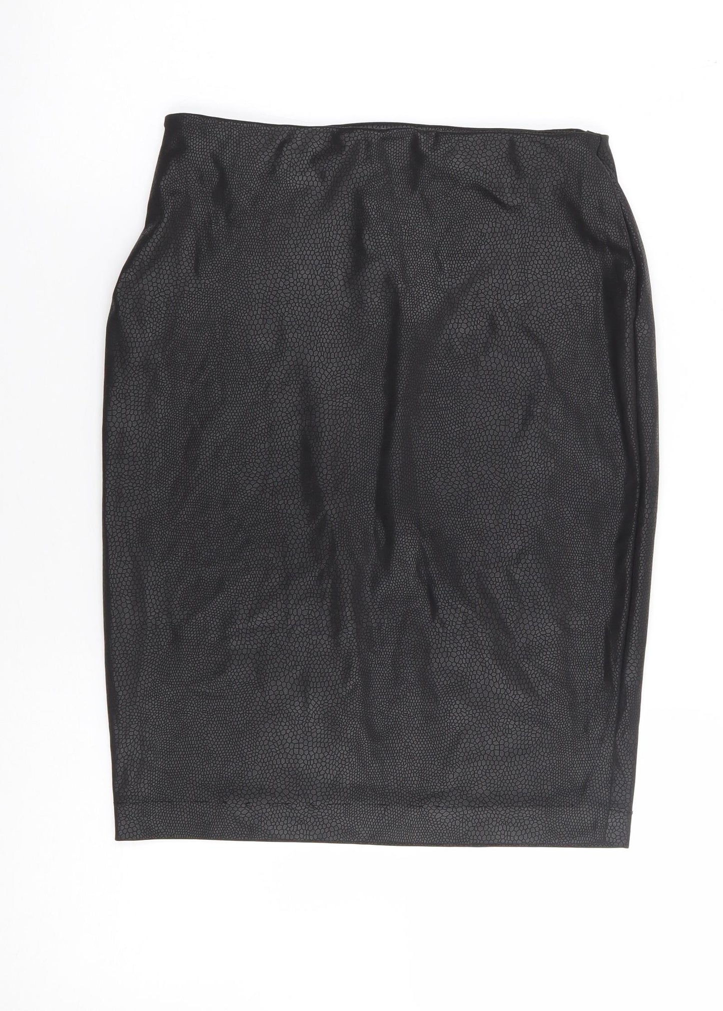 Pied A Terre Womens Black Animal Print Polyester Straight & Pencil Skirt Size 8   Zip