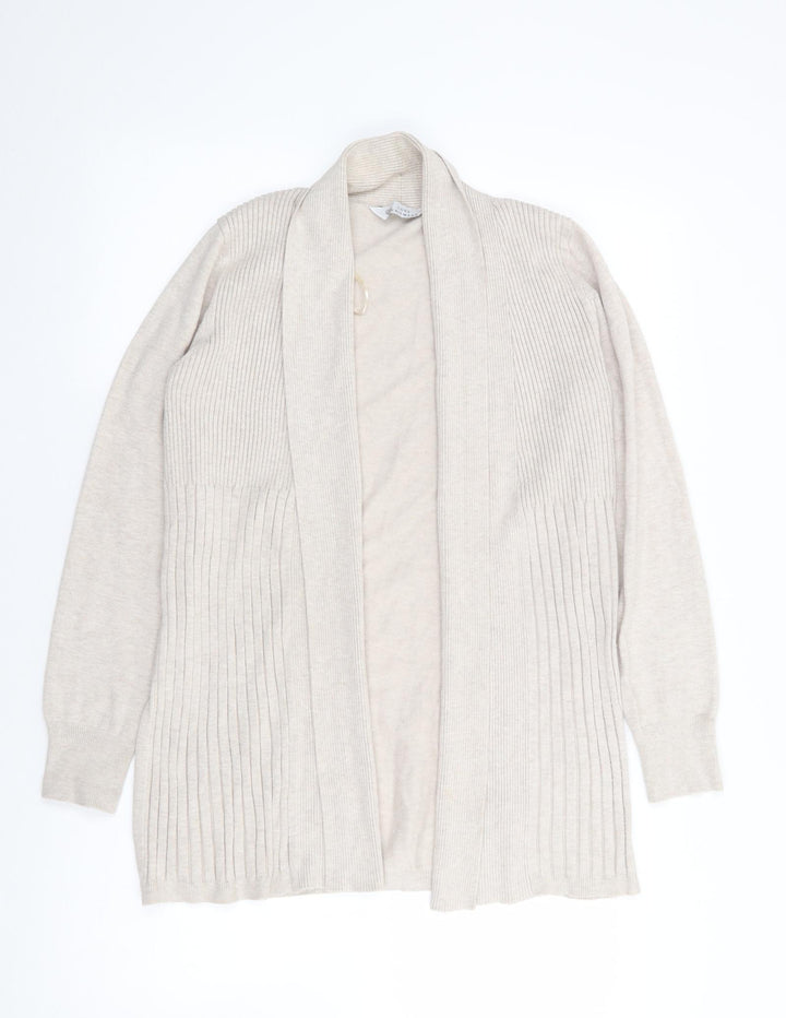 BHS Womens Beige V-Neck Viscose Cardigan Jumper Size 12