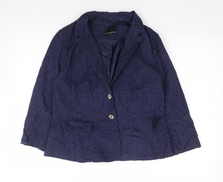 Cynthia Rowley Womens Blue Floral  Jacket Blazer Size S  Button