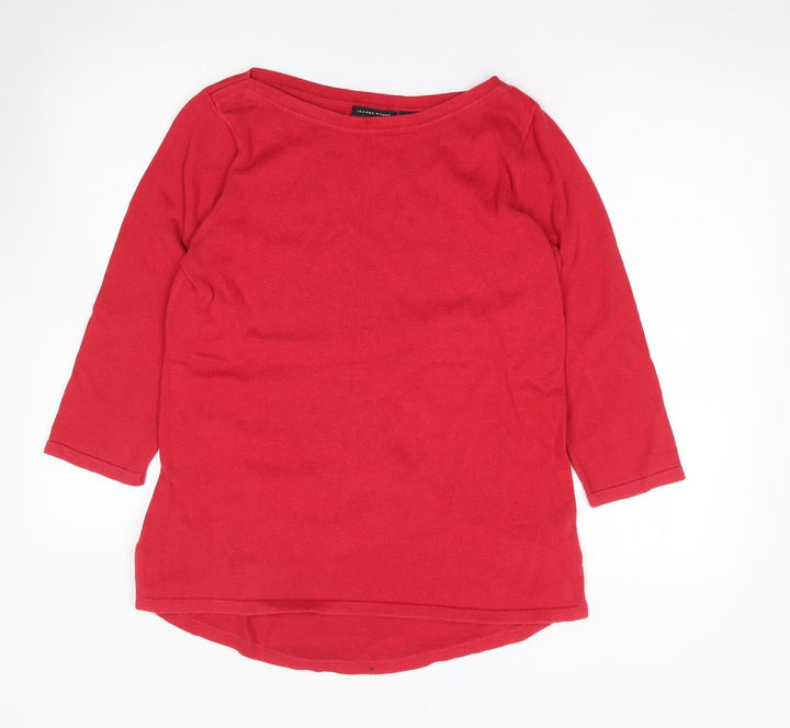Jeanne Pierre Womens Red Round Neck 100% Cotton Pullover Jumper Size S
