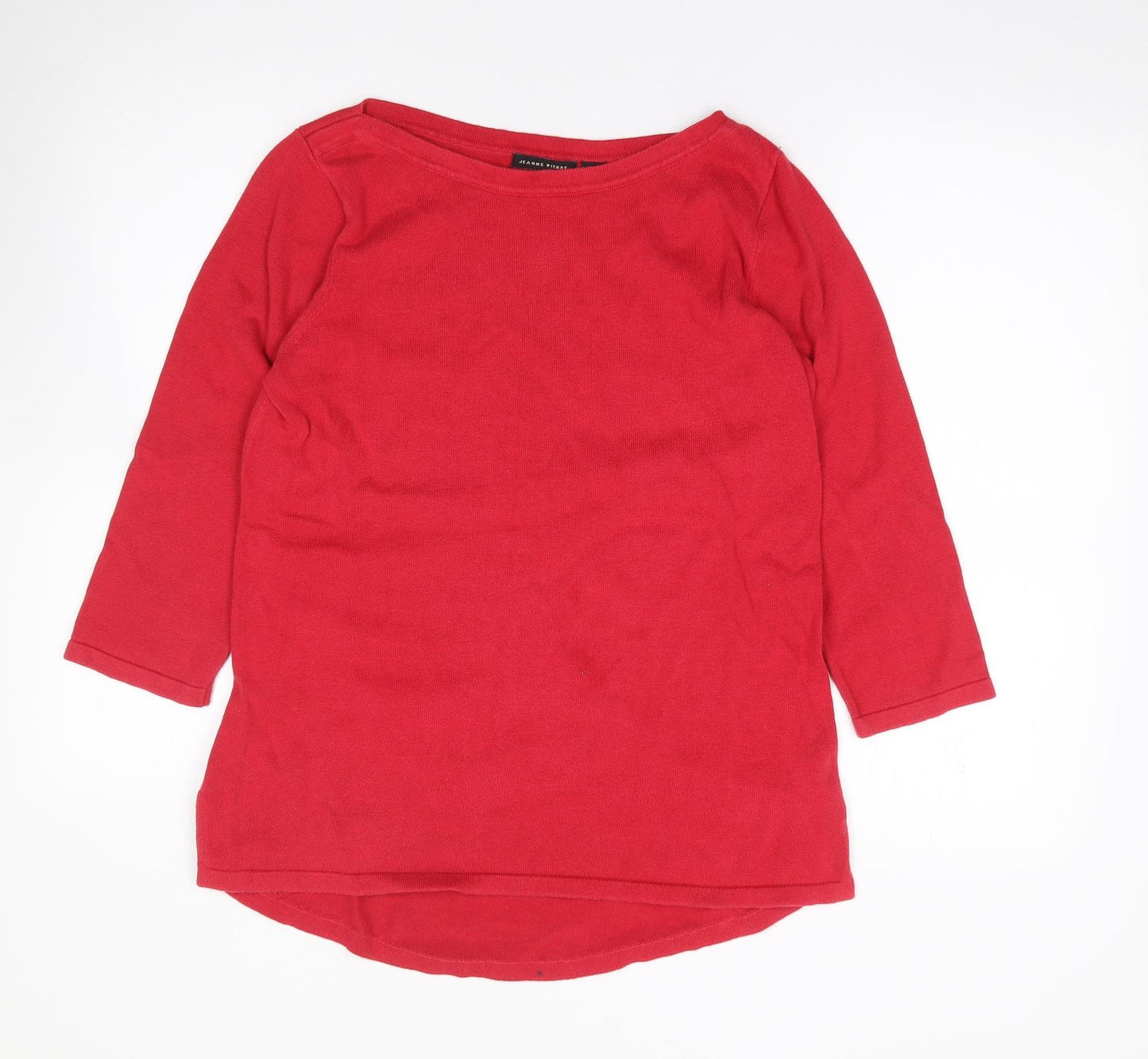 Jeanne Pierre Womens Red Round Neck  100% Cotton Pullover Jumper Size S