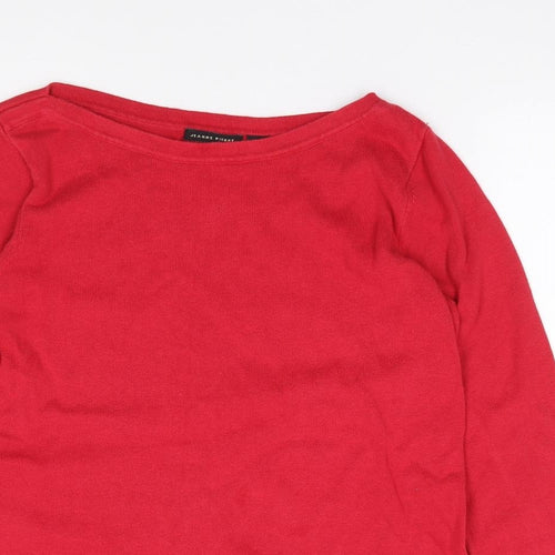 Jeanne Pierre Womens Red Round Neck  100% Cotton Pullover Jumper Size S