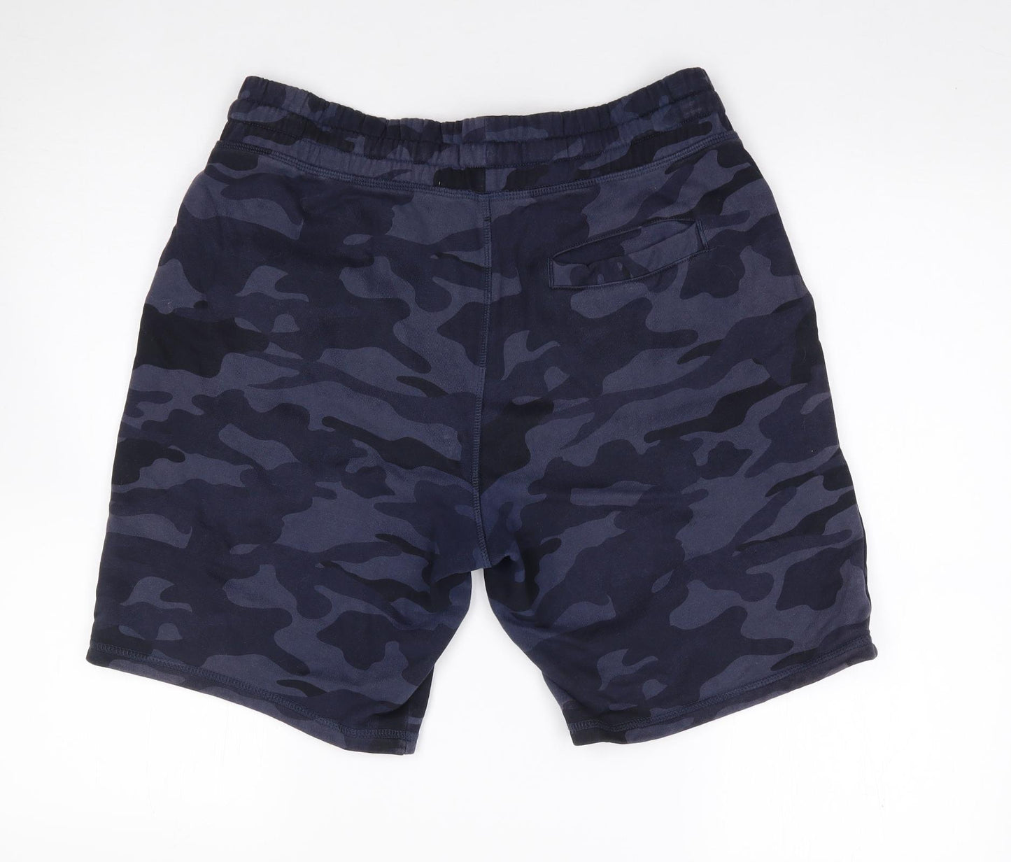 F&F Mens Blue Camouflage Cotton Sweat Shorts Size M L8 in Regular Drawstring