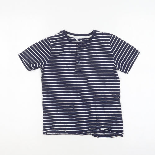 TU Boys Blue Striped Cotton Basic T-Shirt Size 8 Years Round Neck