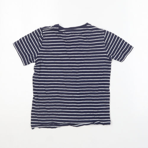 TU Boys Blue Striped Cotton Basic T-Shirt Size 8 Years Round Neck