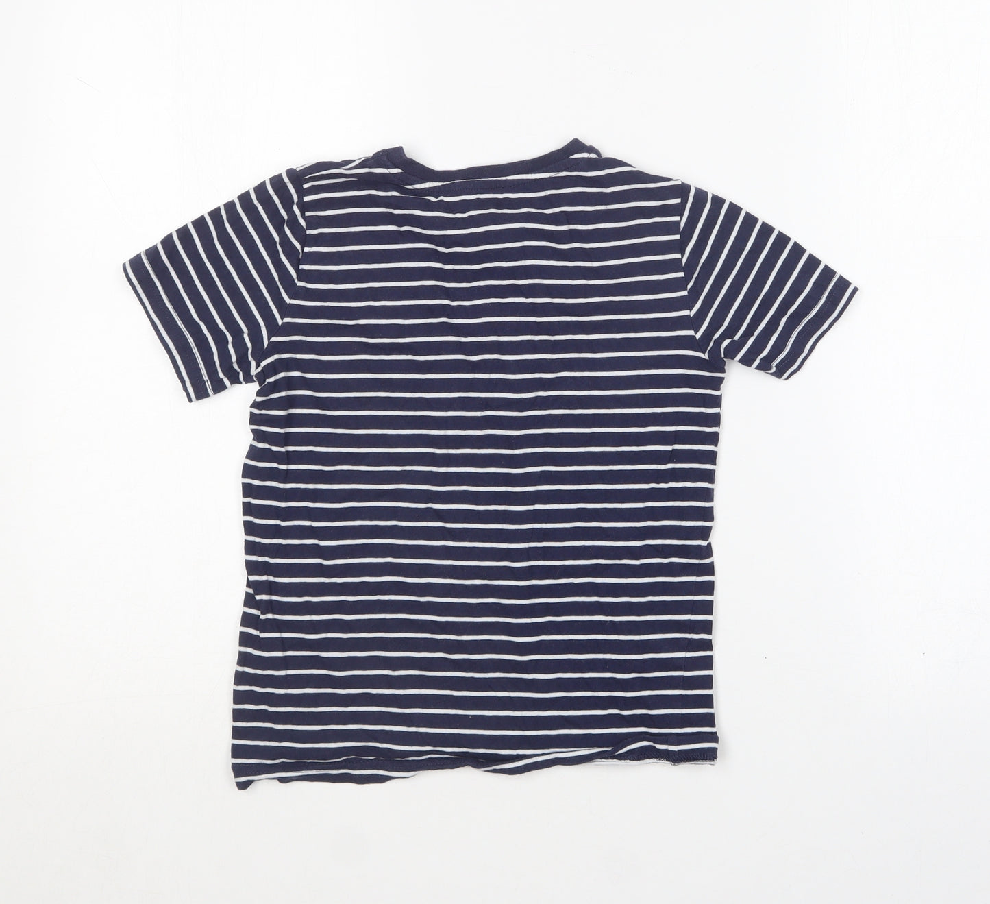 TU Boys Blue Striped Cotton Basic T-Shirt Size 8 Years Round Neck