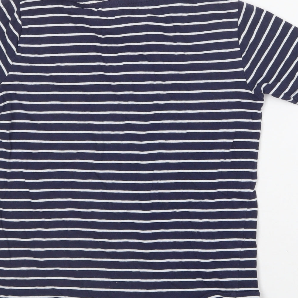 TU Boys Blue Striped Cotton Basic T-Shirt Size 8 Years Round Neck