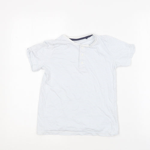 TU Boys Blue Striped Cotton Basic T-Shirt Size 8 Years Round Neck