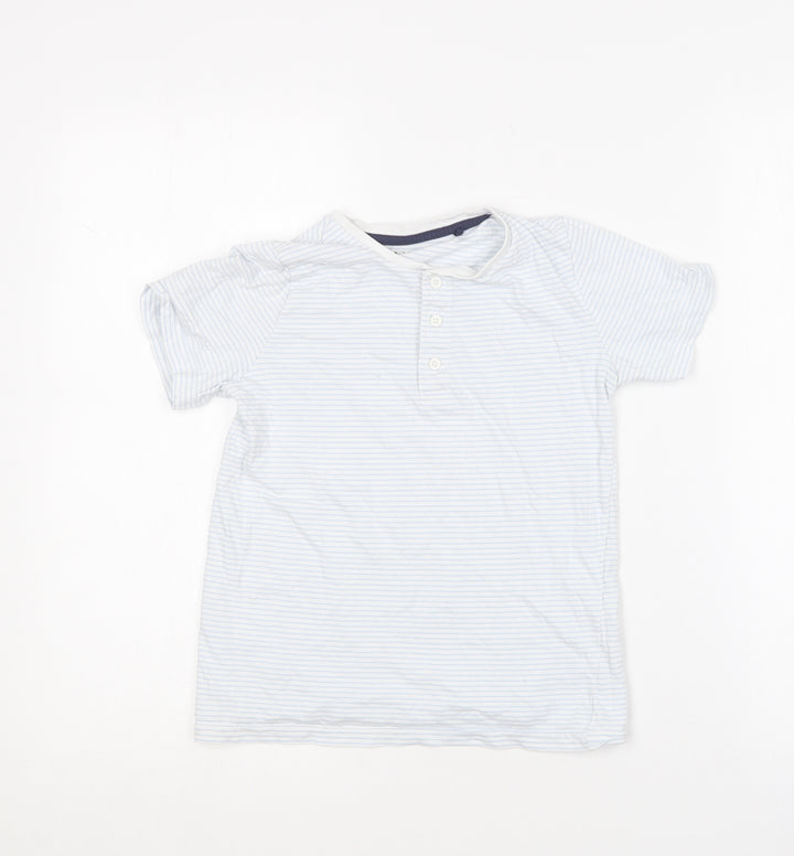 TU Boys Blue Striped Cotton Basic T-Shirt Size 8 Years Round Neck