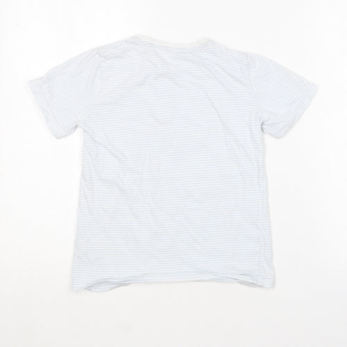 TU Boys Blue Striped Cotton Basic T-Shirt Size 8 Years Round Neck