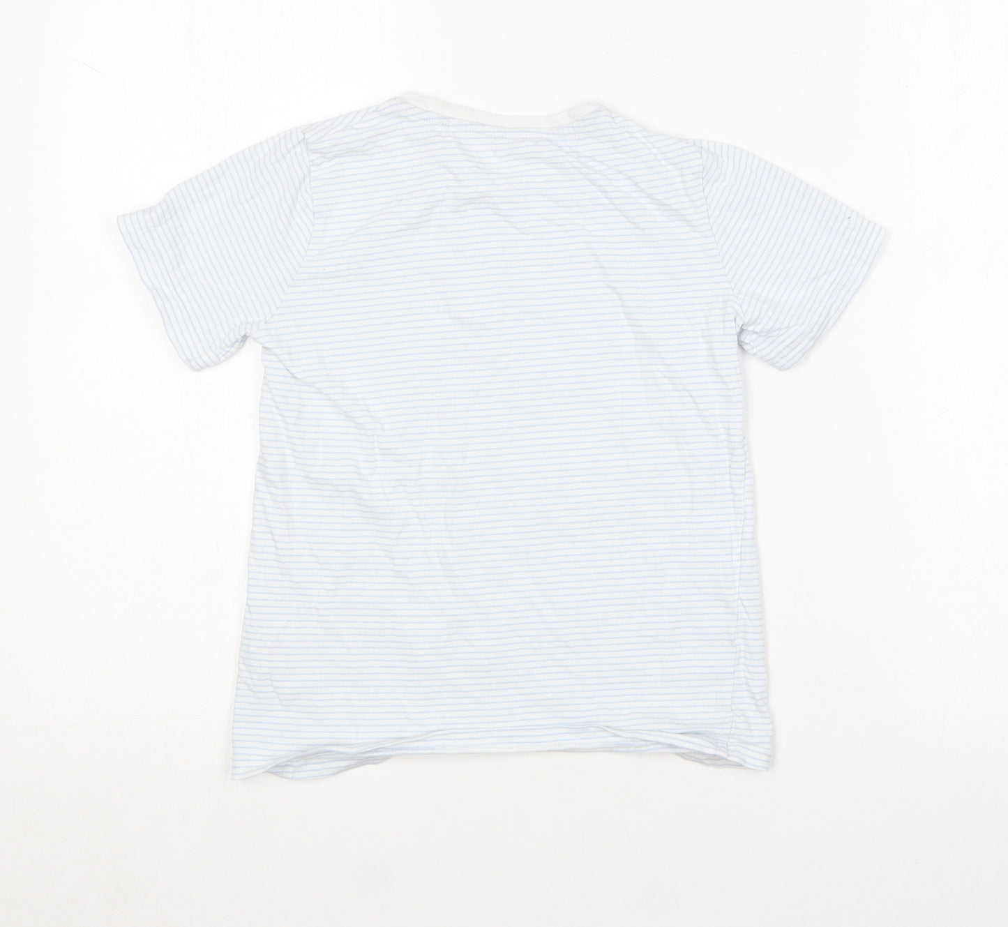 TU Boys Blue Striped Cotton Basic T-Shirt Size 8 Years Round Neck