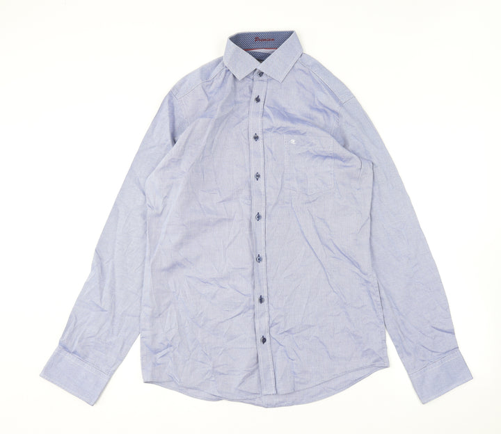 CASAMODA Mens Blue  Cotton  Button-Up Size L Collared