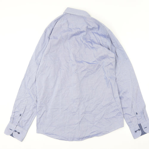 CASAMODA Mens Blue  Cotton  Button-Up Size L Collared