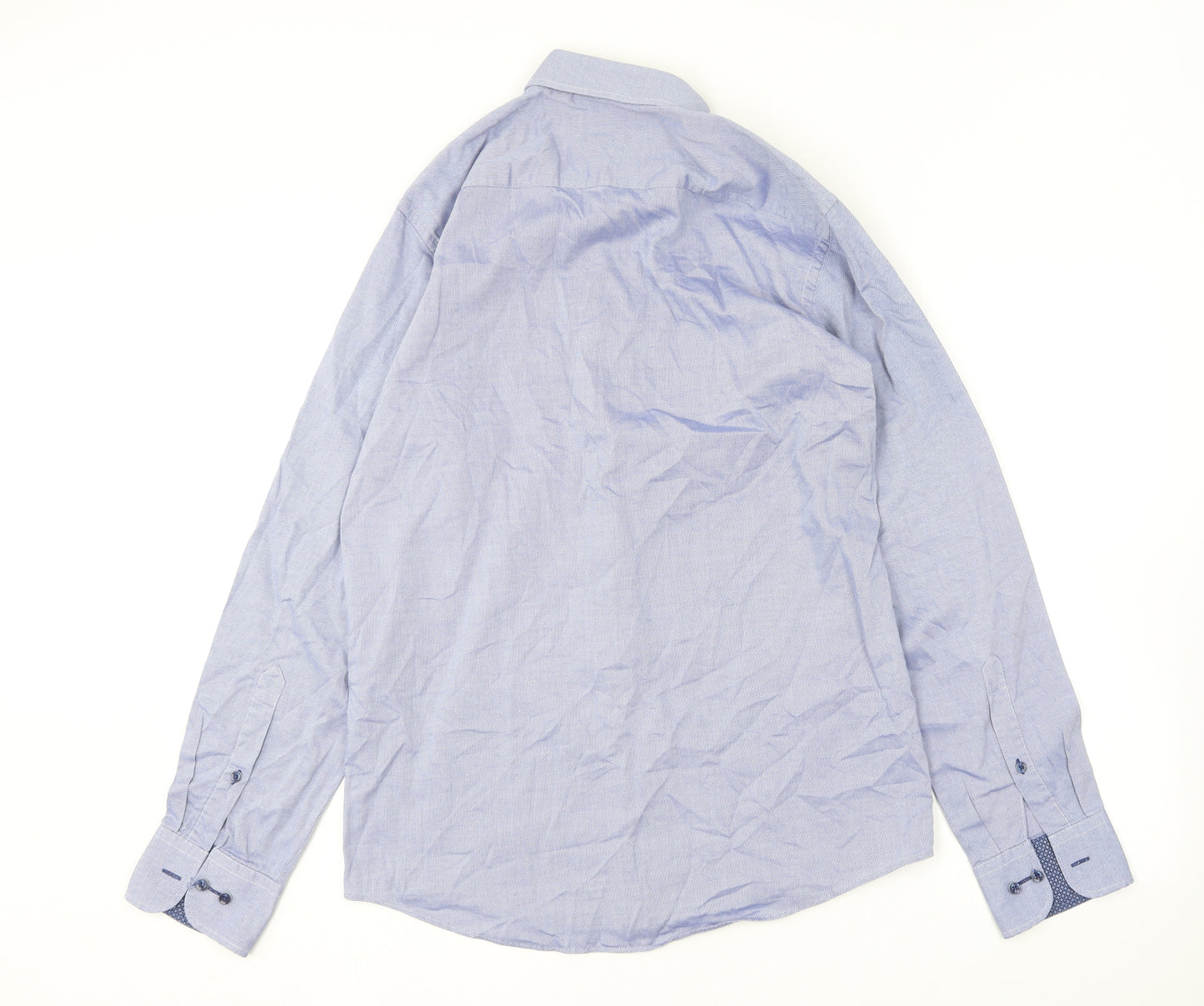 CASAMODA Mens Blue  Cotton  Button-Up Size L Collared