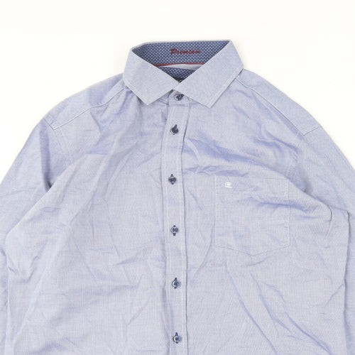 CASAMODA Mens Blue  Cotton  Button-Up Size L Collared
