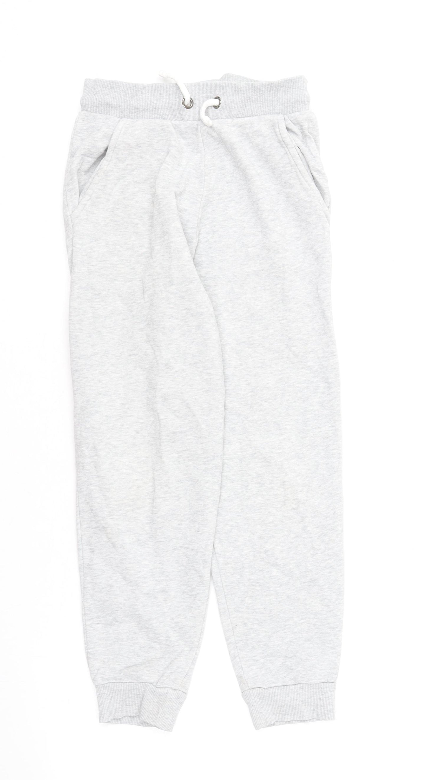 Marks and Spencer Boys Grey  Cotton Jogger Trousers Size 7-8 Years  Regular