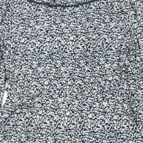 F&F Womens Blue Floral Viscose Basic Blouse Size 10 Collared