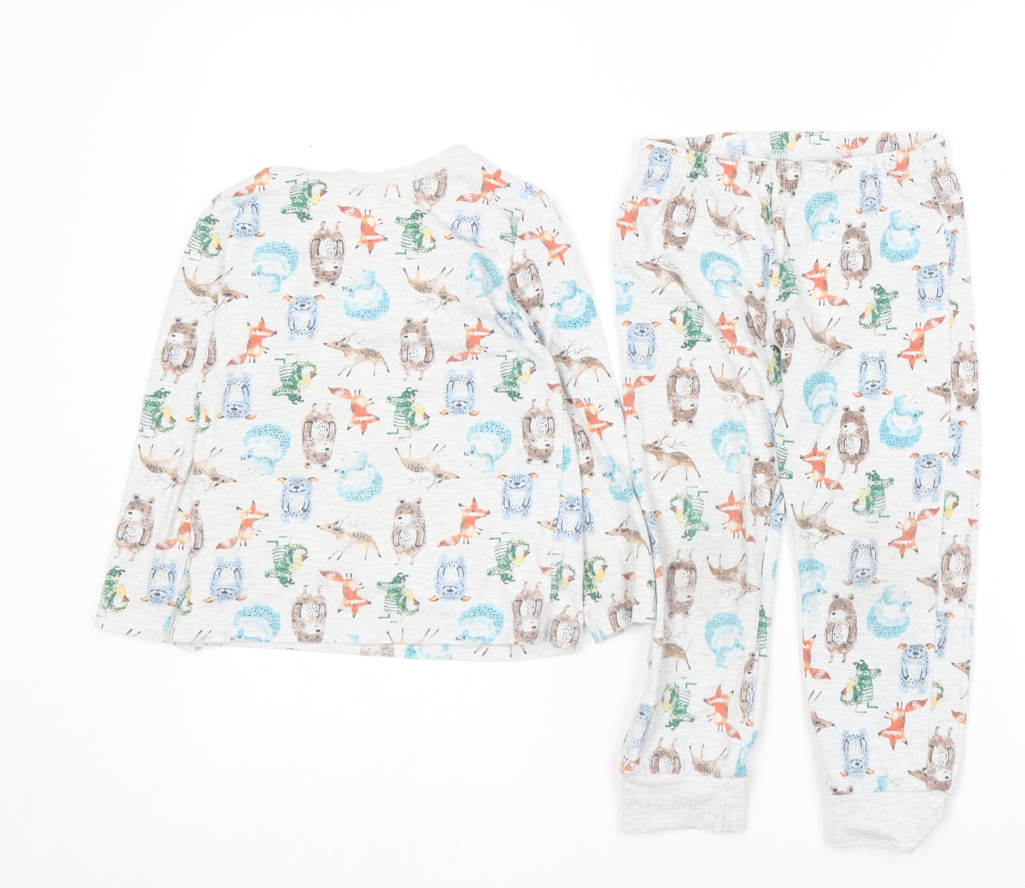 F&F Boys Multicoloured Geometric Cotton  Pyjama Set Size 3-4 Years   - Animal print