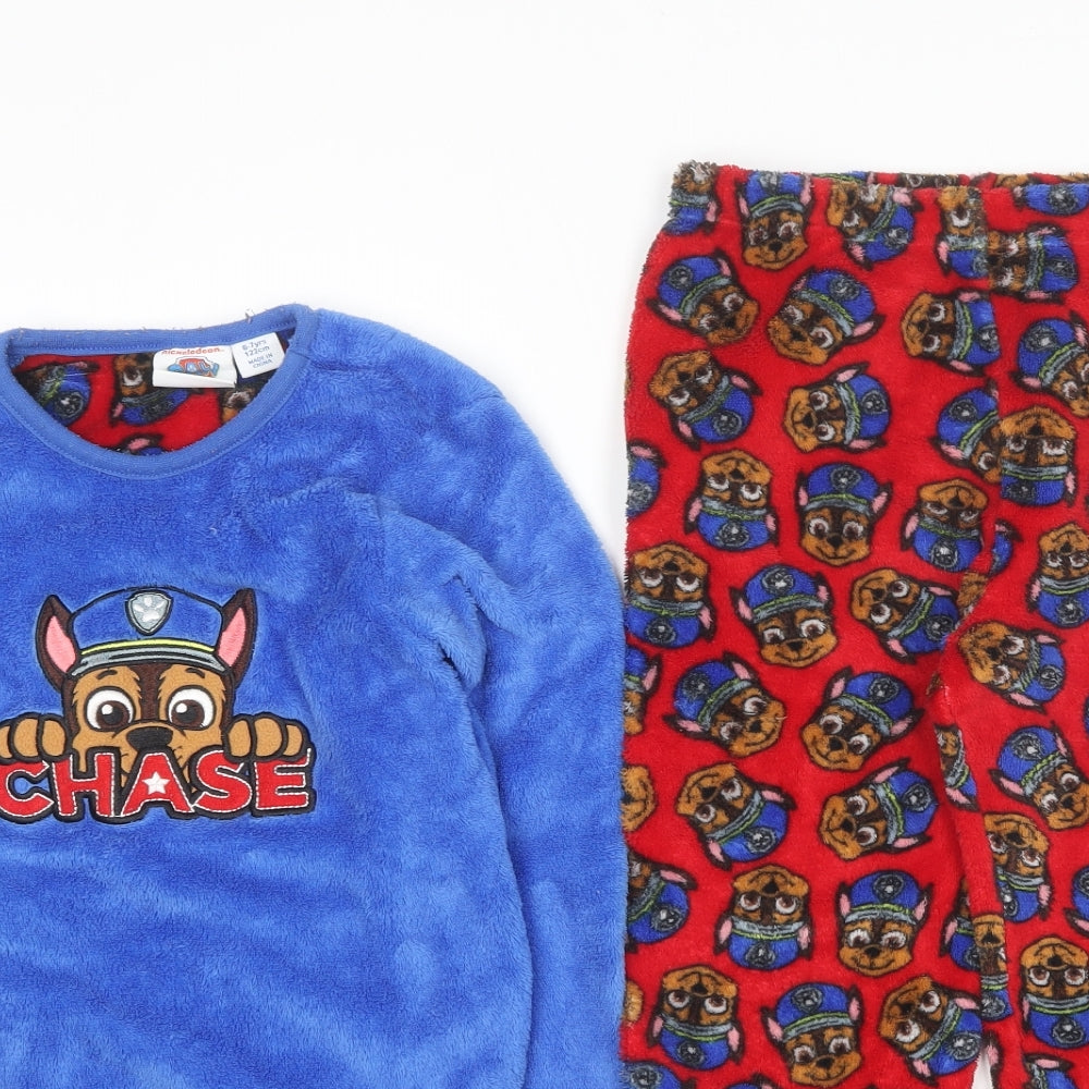 Primark Boys Blue Geometric Polyester  Pyjama Set Size 6-7 Years   - Paw Patrol