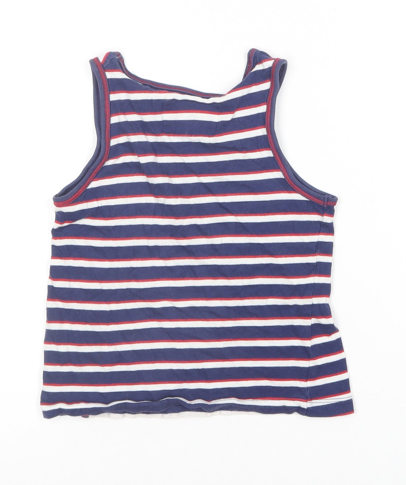 TU Boys Blue Striped Cotton Basic Tank Size 5-6 Years Round Neck  - The Gruffalo