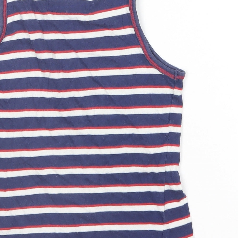 TU Boys Blue Striped Cotton Basic Tank Size 5-6 Years Round Neck  - The Gruffalo