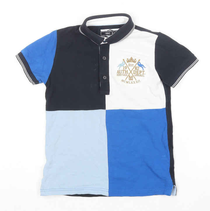 NEXT Boys Blue Cotton Basic Polo Size 5-6 Years Collared