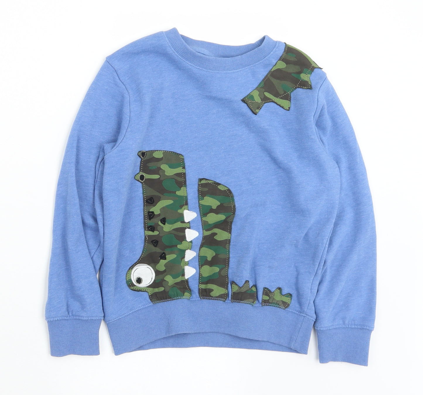 NEXT Boys Blue Camouflage Cotton Pullover Sweatshirt Size 5-6 Years   - Crocodile