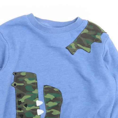 NEXT Boys Blue Camouflage Cotton Pullover Sweatshirt Size 5-6 Years   - Crocodile