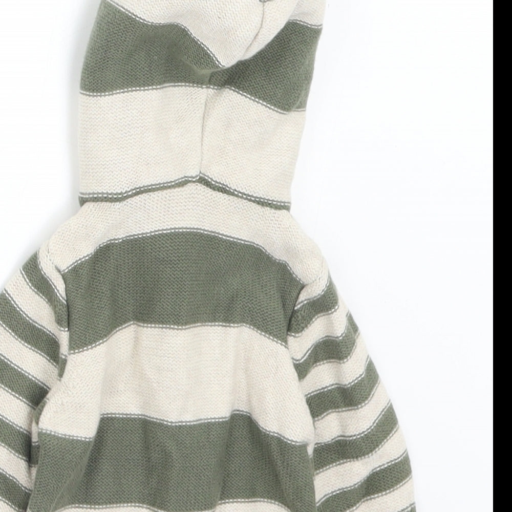George Boys Green Striped Cotton Pullover Jumper Size 0-3 Months  Zip