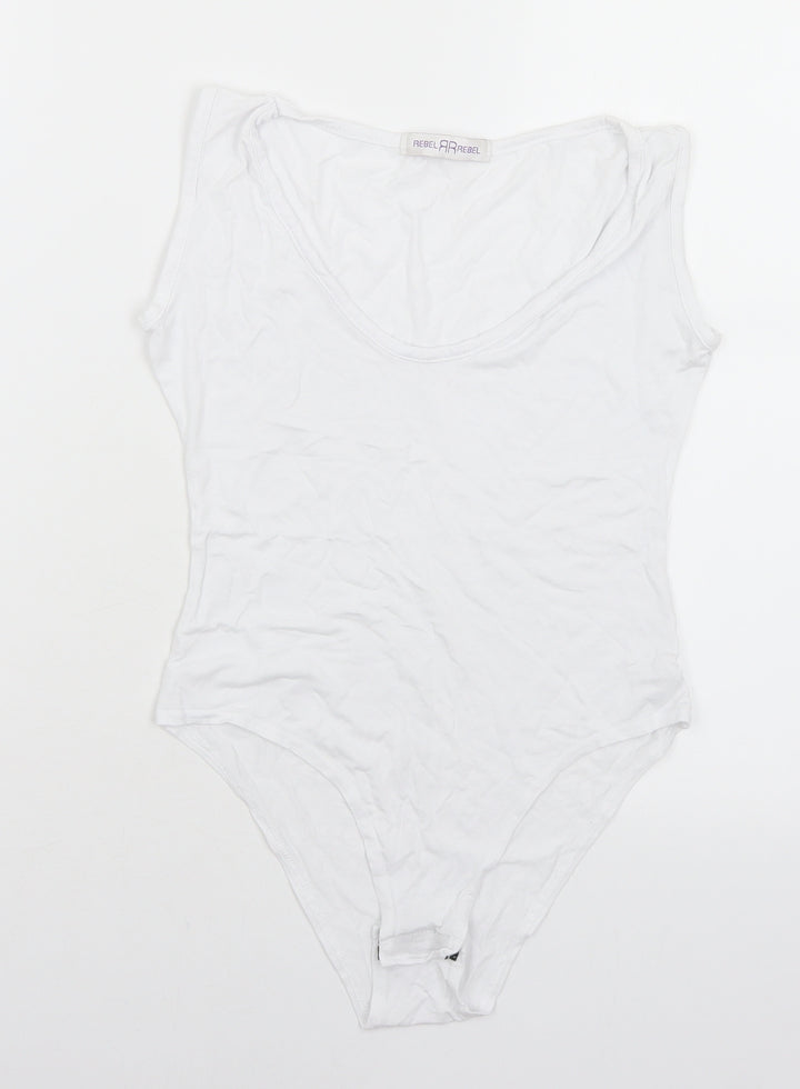 Rebel Womens White  Viscose Unitard One-Piece Size 10  Snap