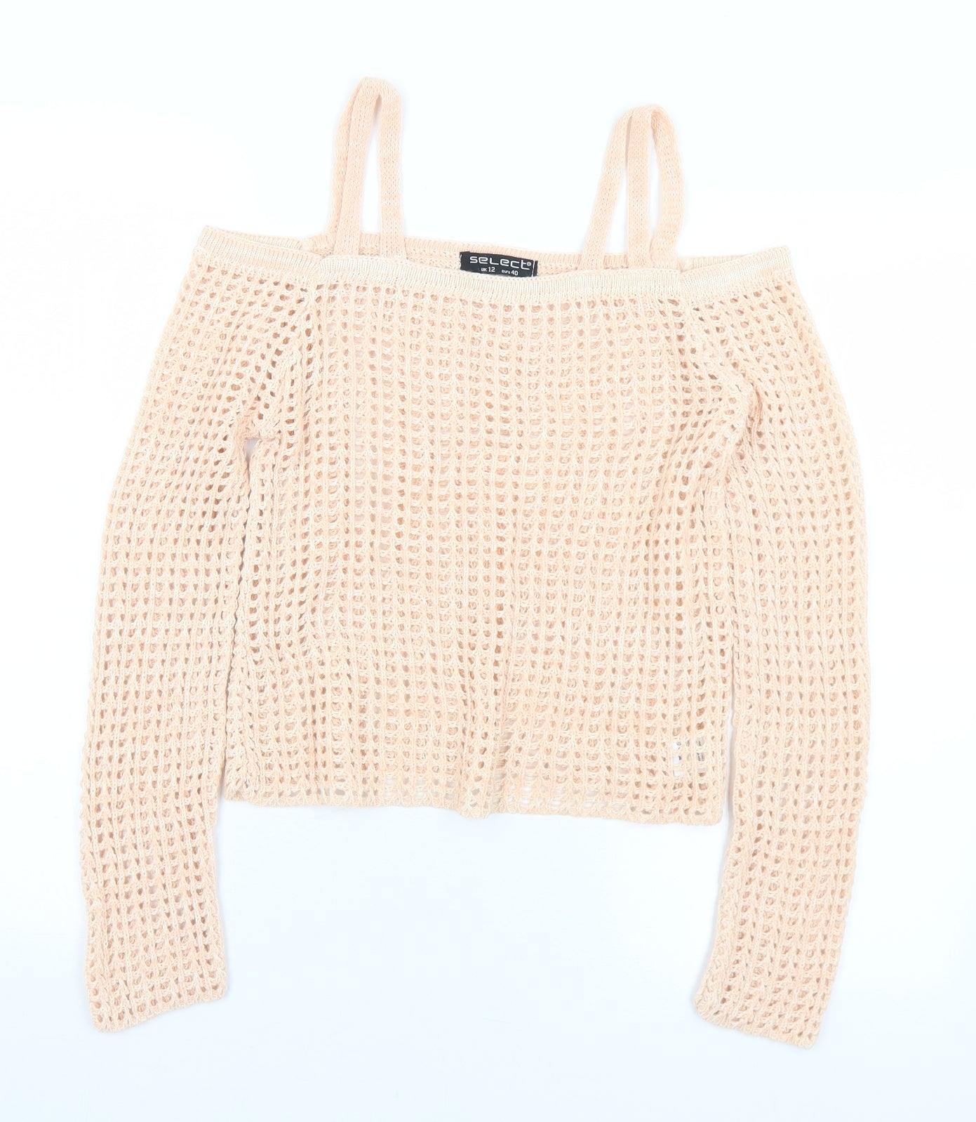 Select Womens Pink Square Neck  Acrylic Pullover Jumper Size 12