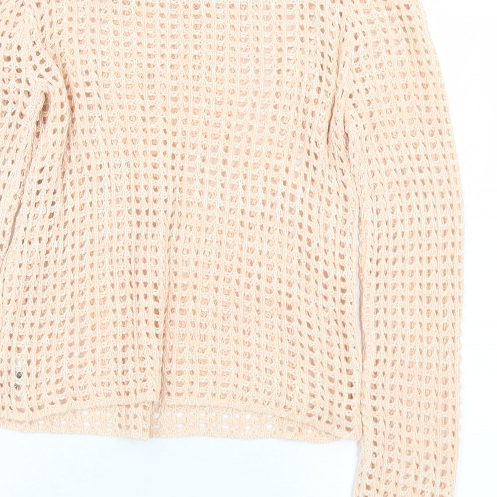 Select Womens Pink Square Neck  Acrylic Pullover Jumper Size 12